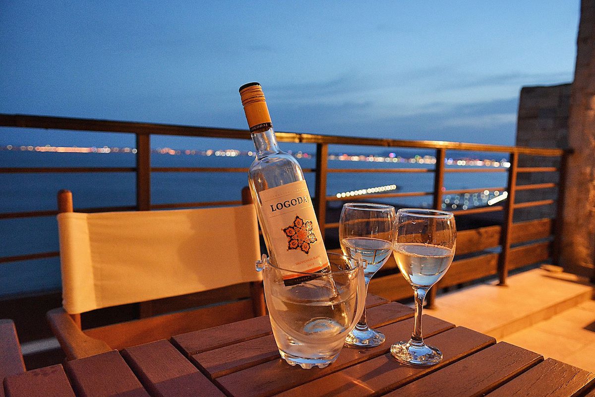 Evening wine on the terrace over the bay